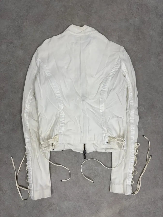 2000s Versace White Laced Multi Zip Jacket  mosnUgC 5