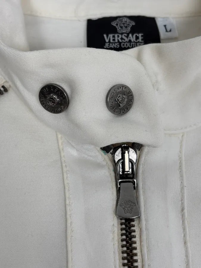 2000s Versace White Laced Multi Zip Jacket  mosnUgC 8