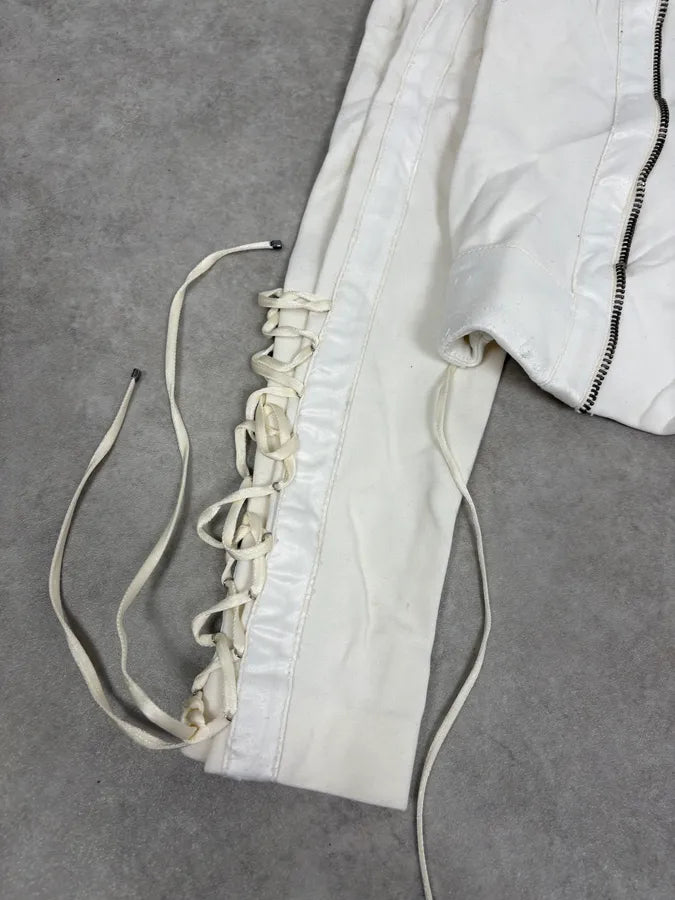 2000s Versace White Laced Multi Zip Jacket  mosnUgC 7
