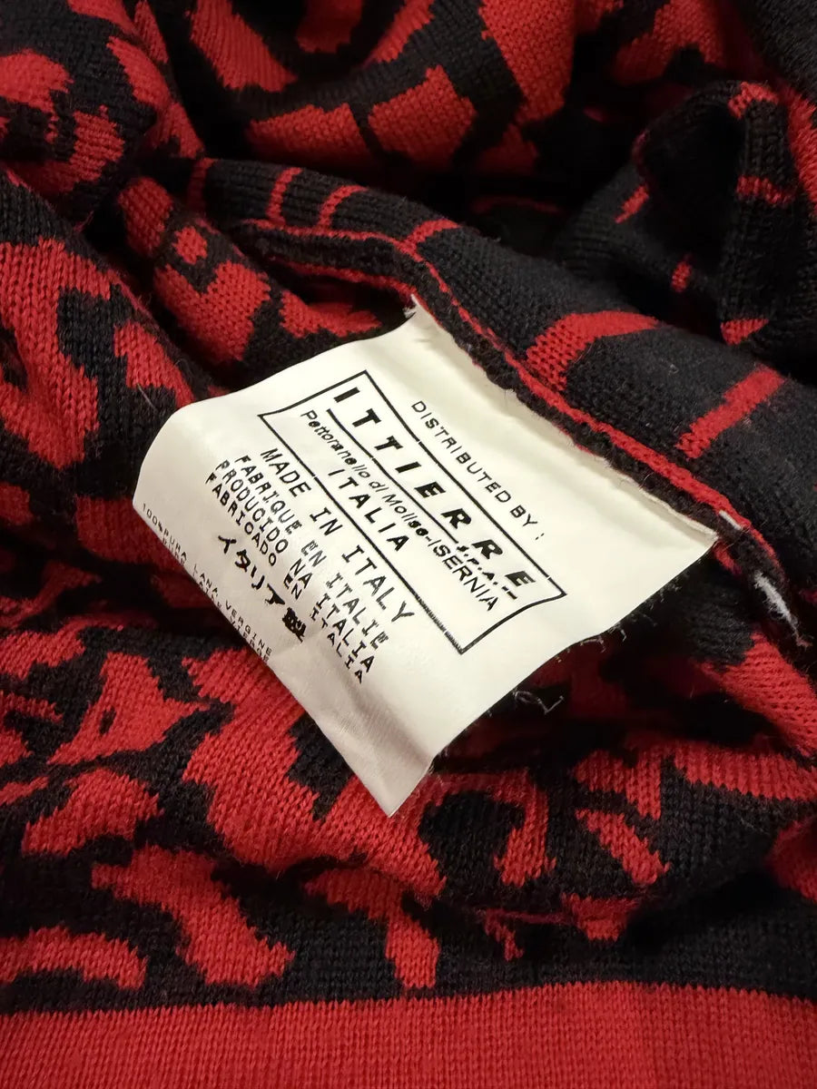 2000s Versace Zebra Leopard Red Longsleeves Sweater KdNNQep 4