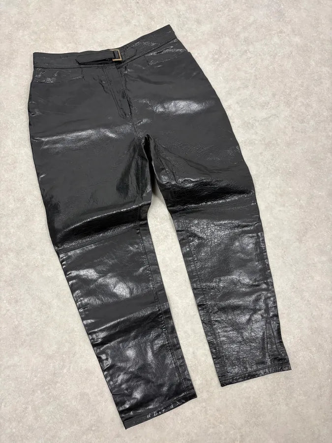 2000s Vintage Artisanal Belted Leather Pants  ccewBCY 4