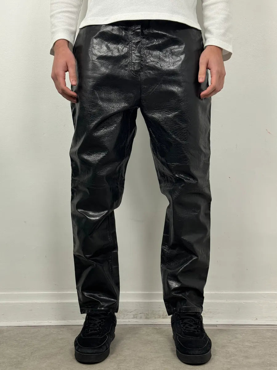 2000s Vintage Artisanal Belted Leather Pants  ccewBCY 1