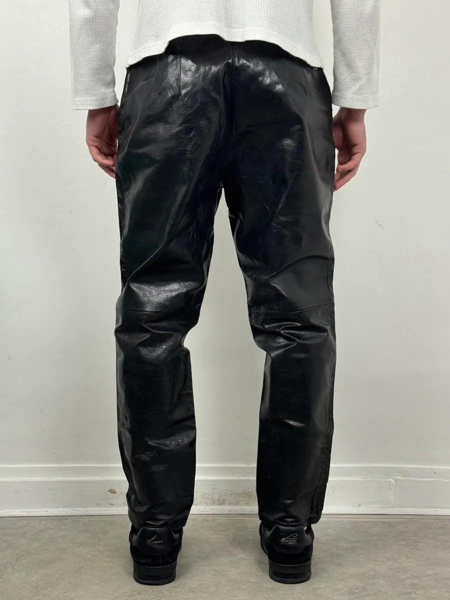 2000s Vintage Artisanal Belted Leather Pants  ccewBCY 3