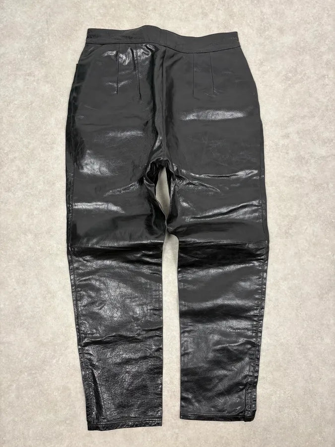 2000s Vintage Artisanal Belted Leather Pants  ccewBCY 6