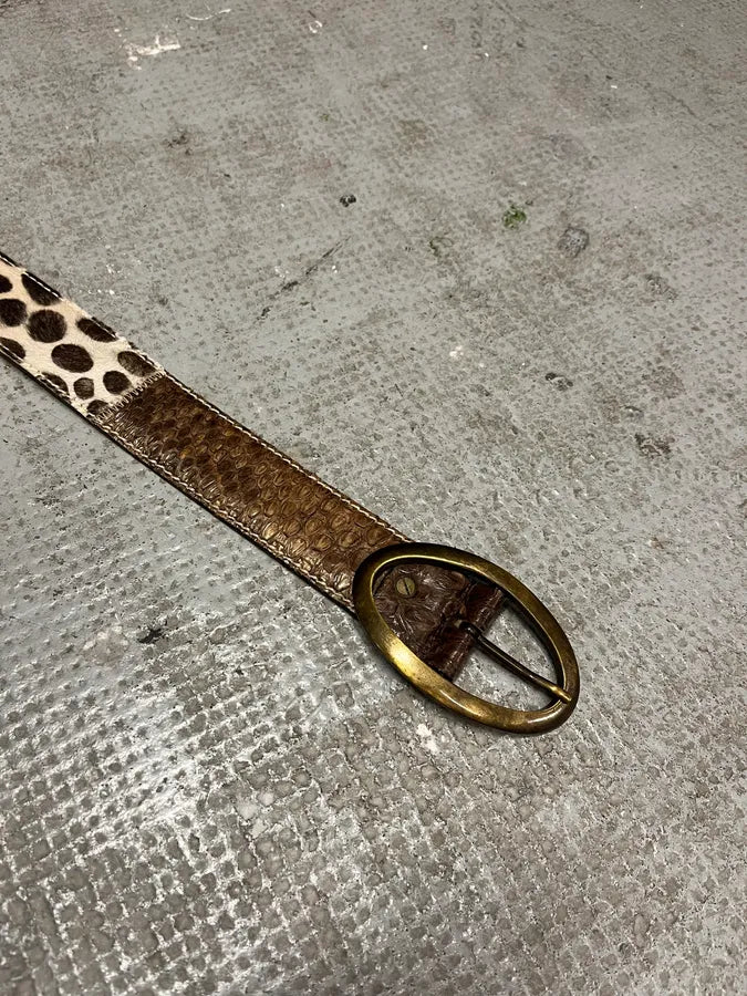 2000s Vintage Artisanal Python & Pony Hair Leather Belt (OS) 2