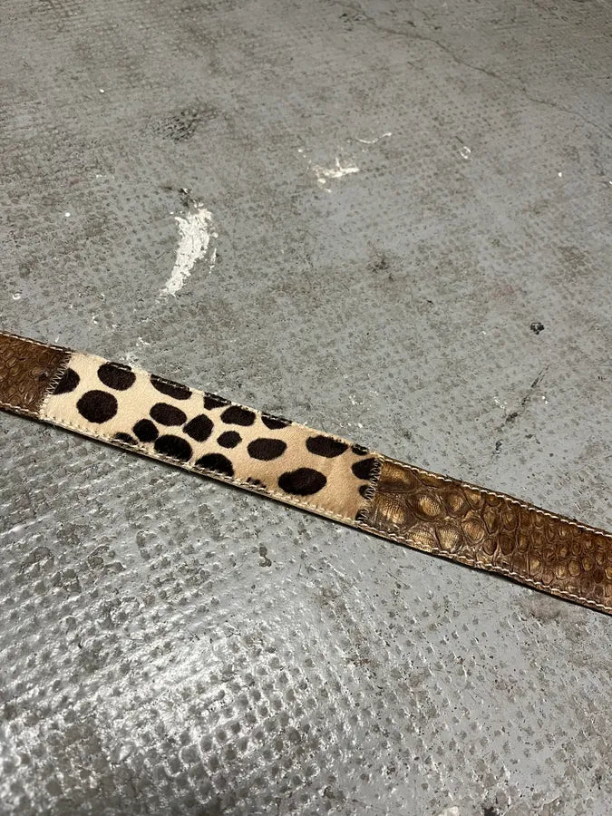 2000s Vintage Artisanal Python & Pony Hair Leather Belt (OS) 4