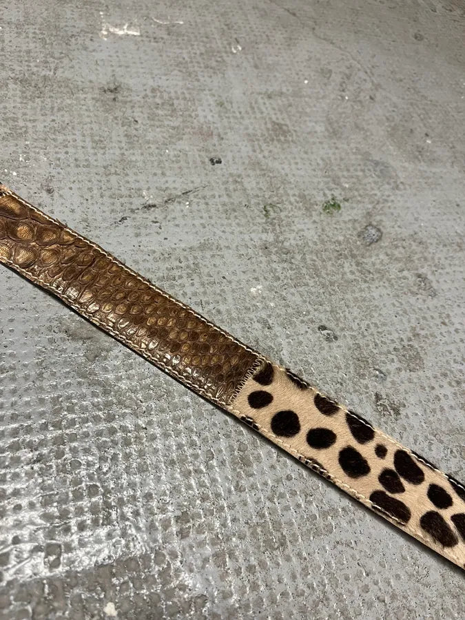 2000s Vintage Artisanal Python & Pony Hair Leather Belt (OS) 5