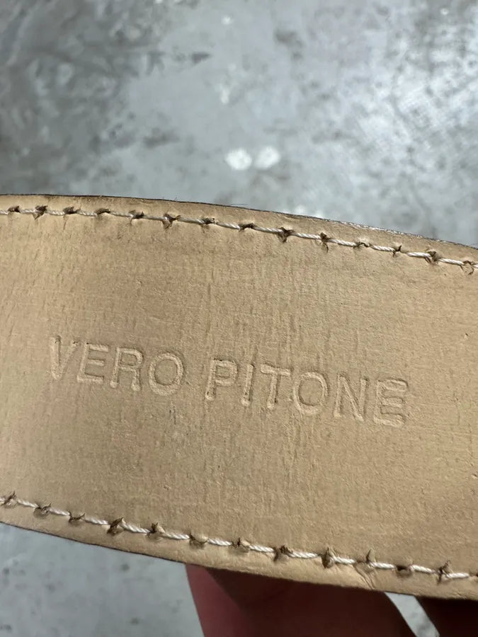 2000s Vintage Artisanal Python & Pony Hair Leather Belt (OS) 8