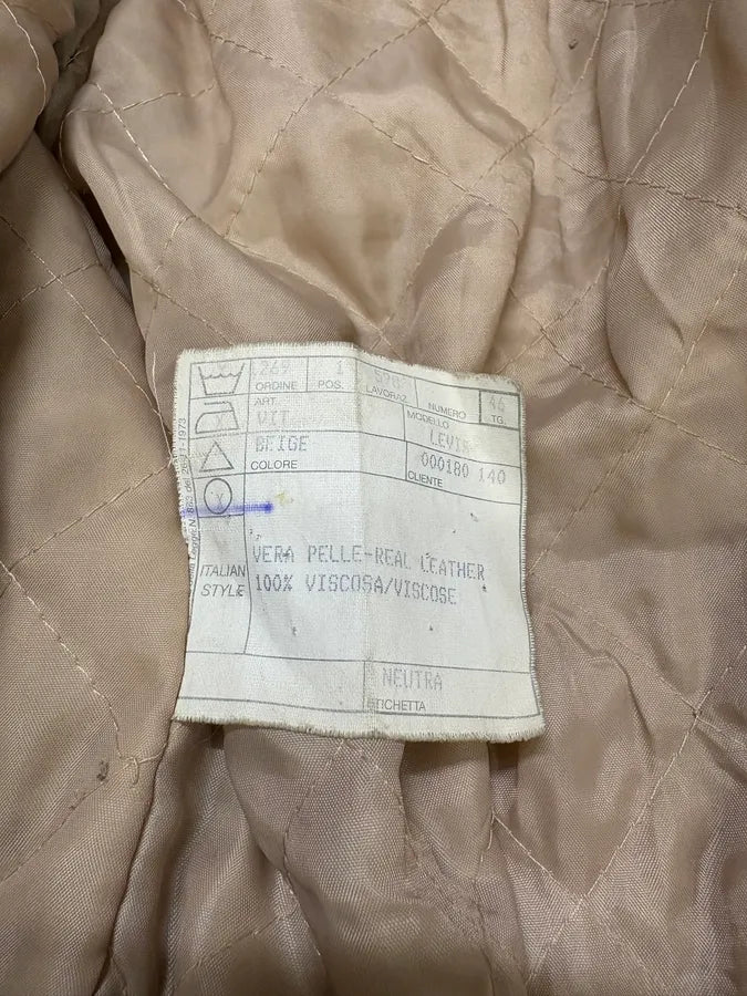 2000s Vintage Beige Leather Faux Fur Jacket (S) IdnRdaV 9