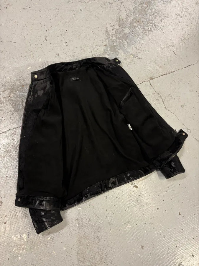 2000s Italian Black Pony Hair Leather Jacket UkxOIGX 6
