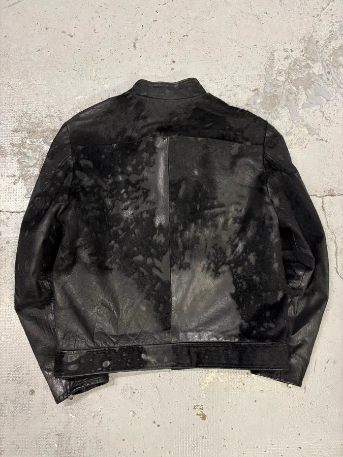 2000s Italian Black Pony Hair Leather Jacket UkxOIGX 5
