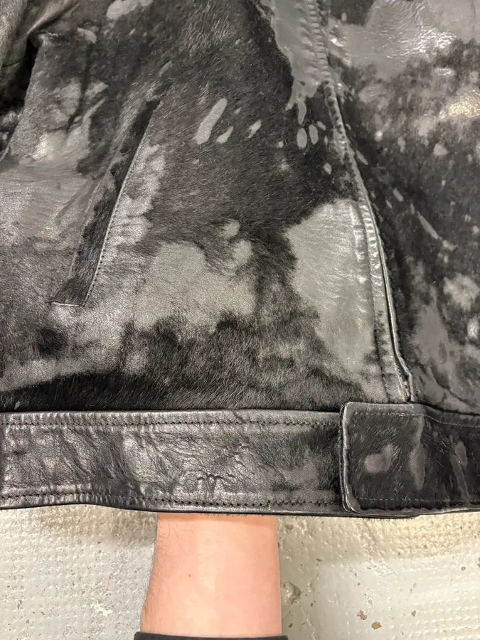 2000s Italian Black Pony Hair Leather Jacket UkxOIGX 9