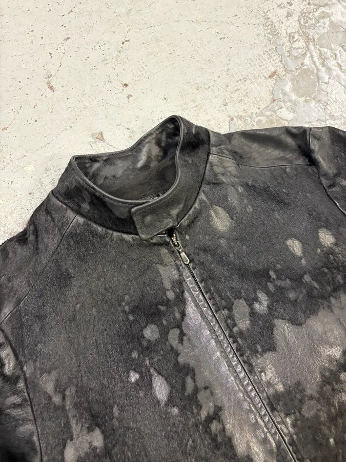 2000s Italian Black Pony Hair Leather Jacket UkxOIGX 4