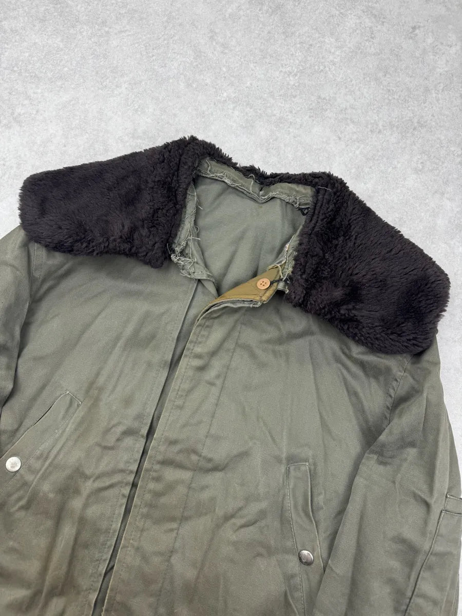 1950s French Khaki Aviator Shearling Jacket wTgmqFO 4