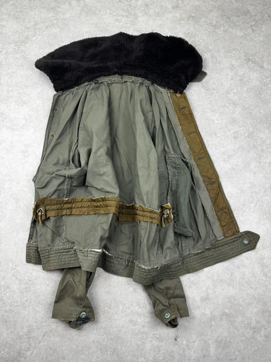 1950s French Khaki Aviator Shearling Jacket wTgmqFO 9