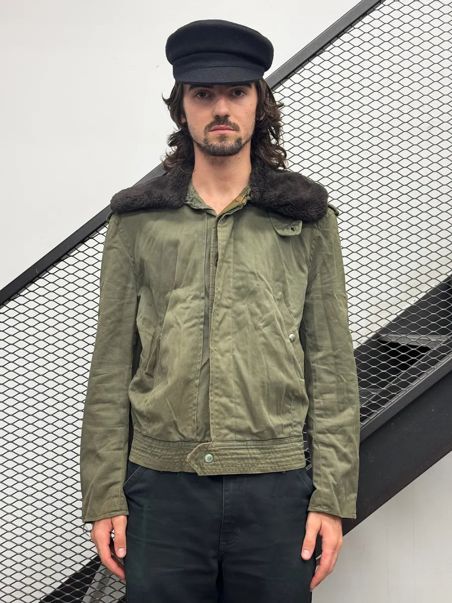 1950s French Khaki Aviator Shearling Jacket wTgmqFO 1