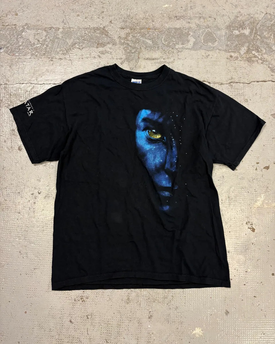 2010s Avatar Navi Blue Face Vintage Black T-Shirt OzVARon 0