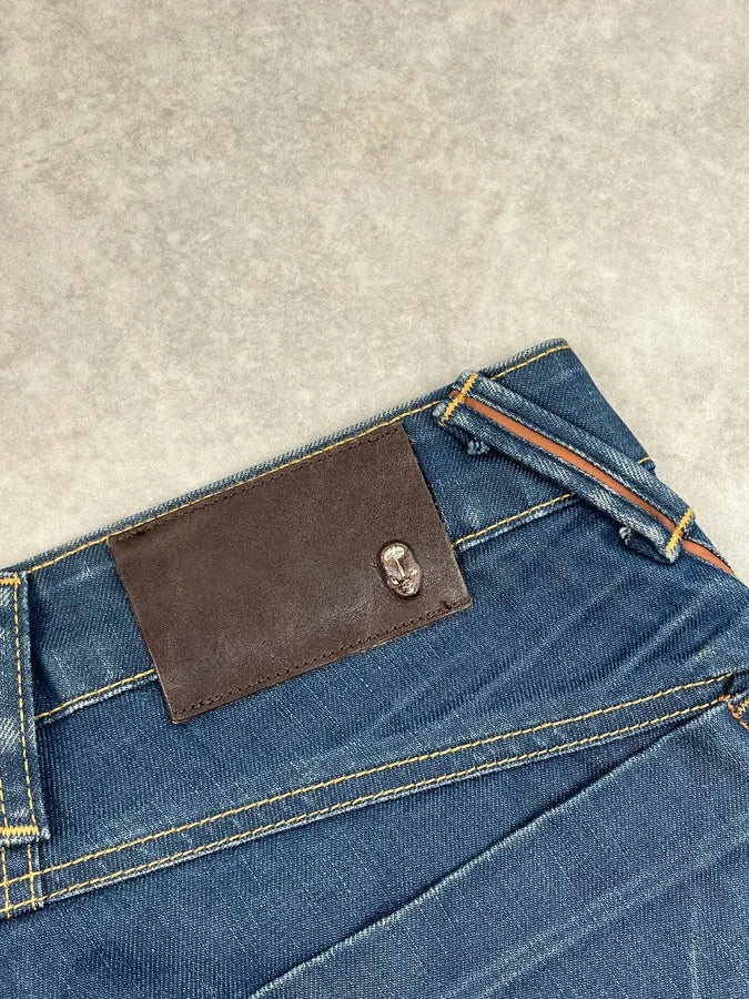 2000s End Navy Plissed Denim Jeans UqOBxWt 9