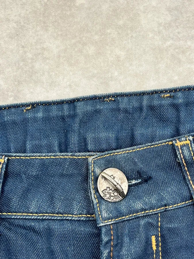 2000s End Navy Plissed Denim Jeans UqOBxWt 11
