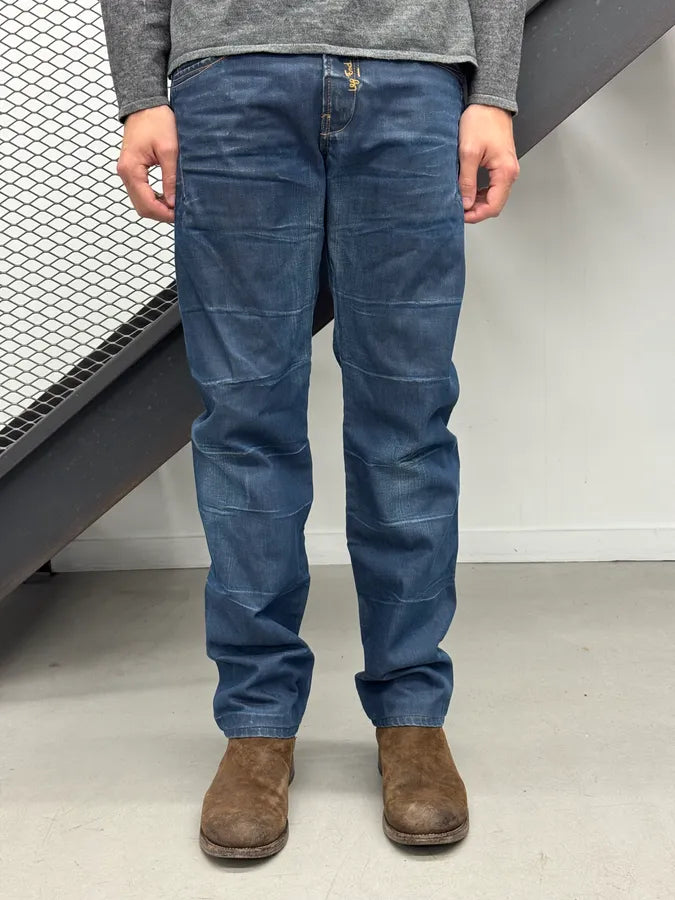 2000s End Navy Plissed Denim Jeans UqOBxWt 2