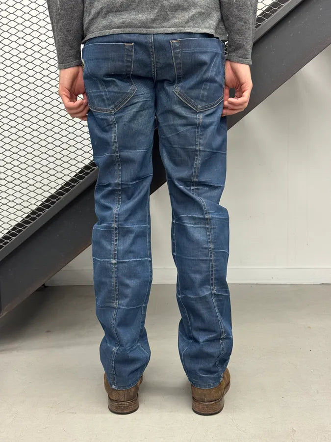 2000s End Navy Plissed Denim Jeans UqOBxWt 3
