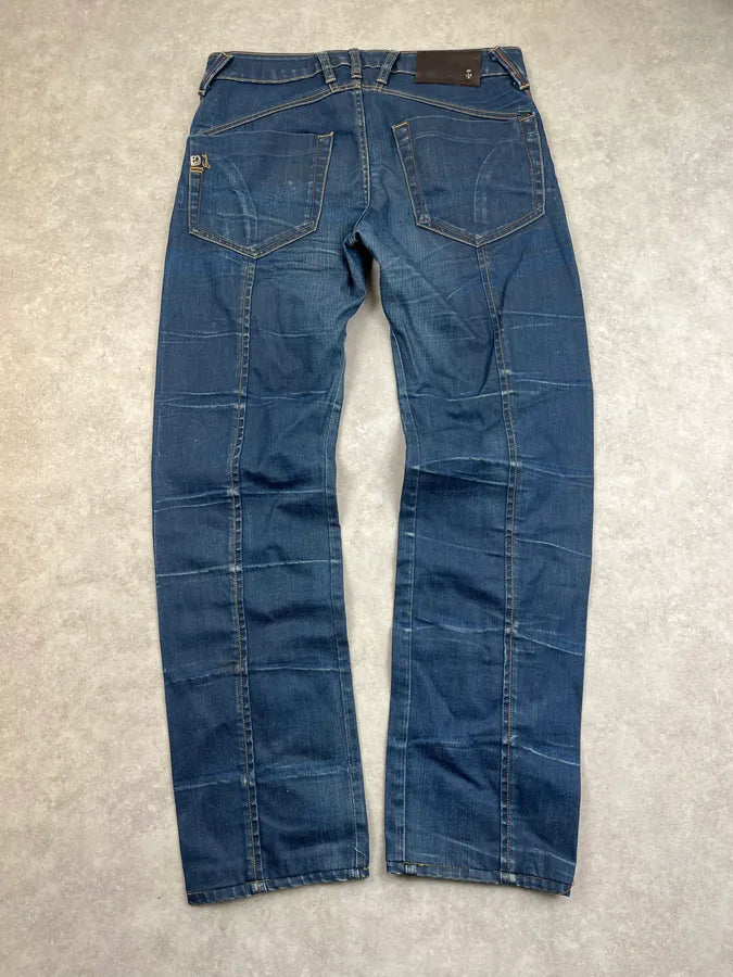 2000s End Navy Plissed Denim Jeans UqOBxWt 6