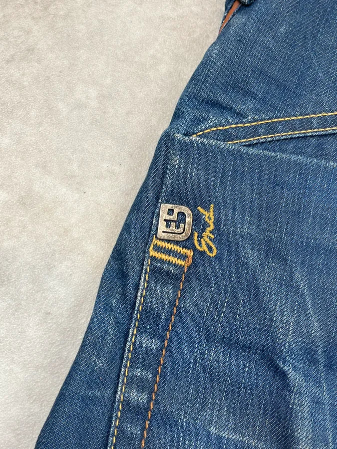 2000s End Navy Plissed Denim Jeans UqOBxWt 14