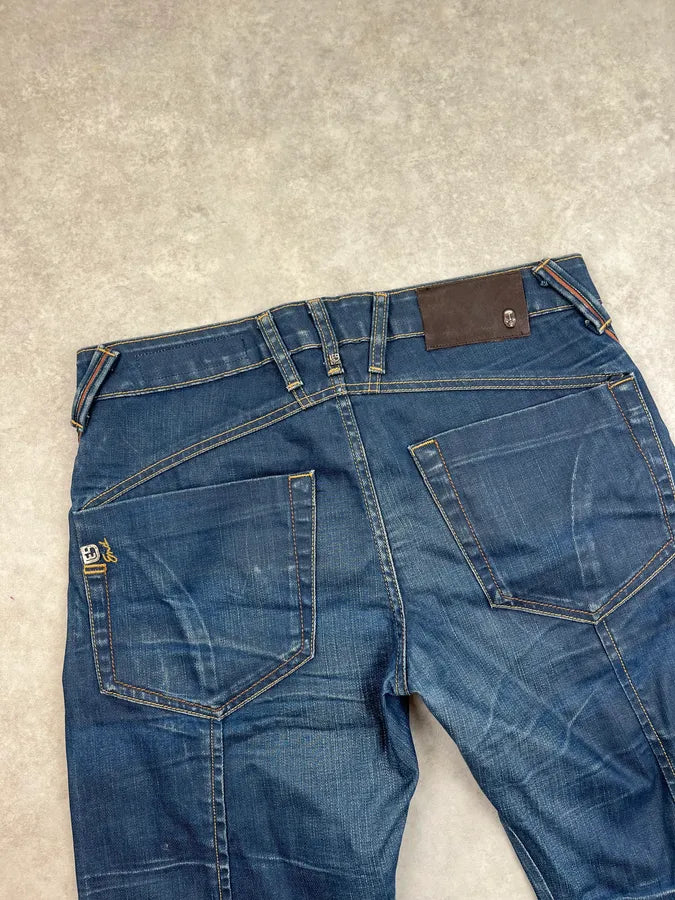 2000s End Navy Plissed Denim Jeans UqOBxWt 7