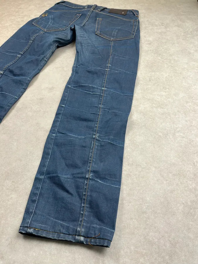 2000s End Navy Plissed Denim Jeans UqOBxWt 8