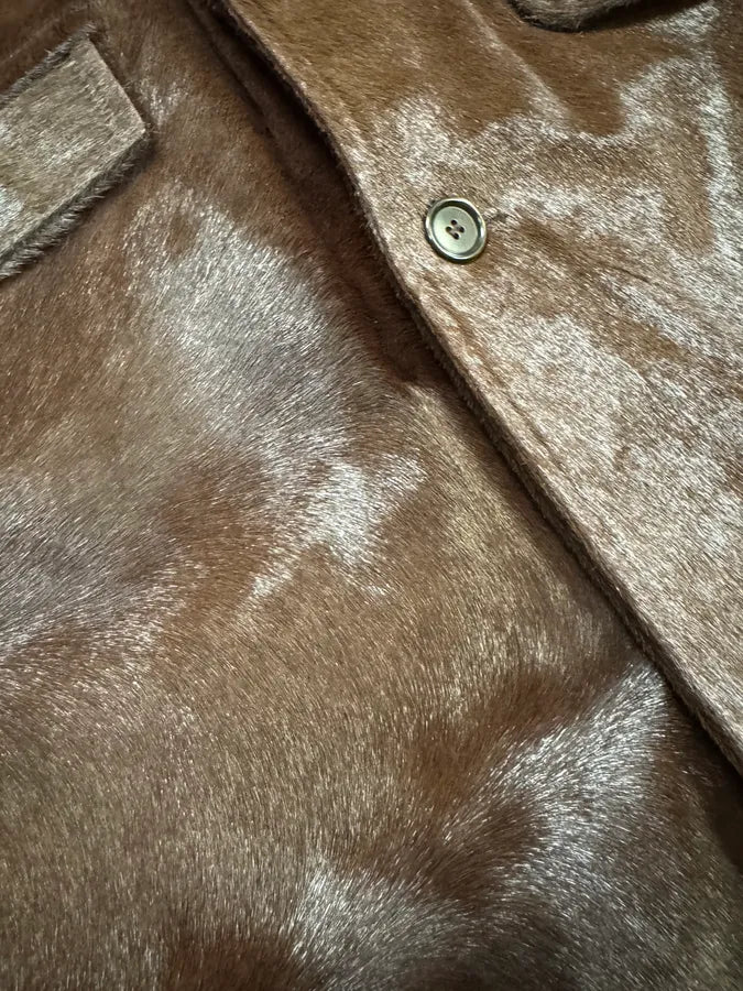 2000s Vintage Pony Hair Brown Long Jacket BtdFkIl 10