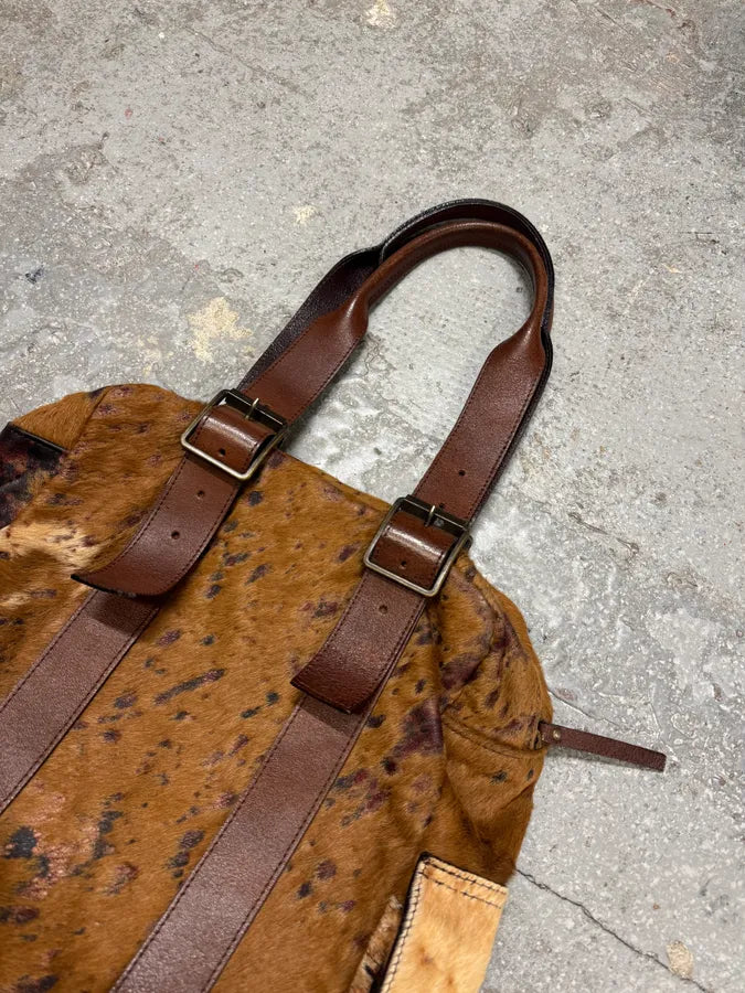 2000s Vintage Pony Hair Cow Leather Handle Bag (OS) 4
