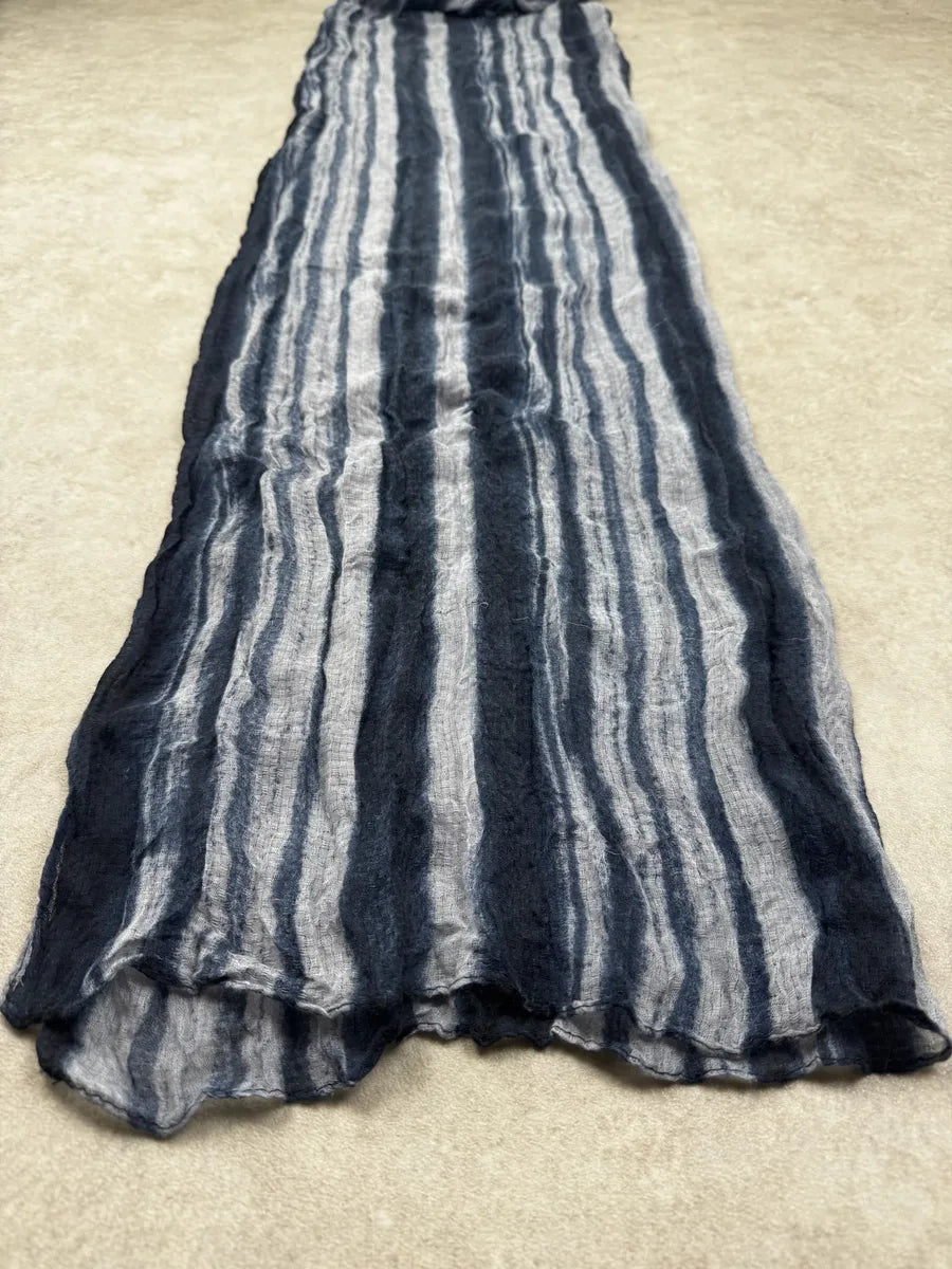 2000s Vintage Blue Tones Soft Linen Turban Scarf UuLomDo 4