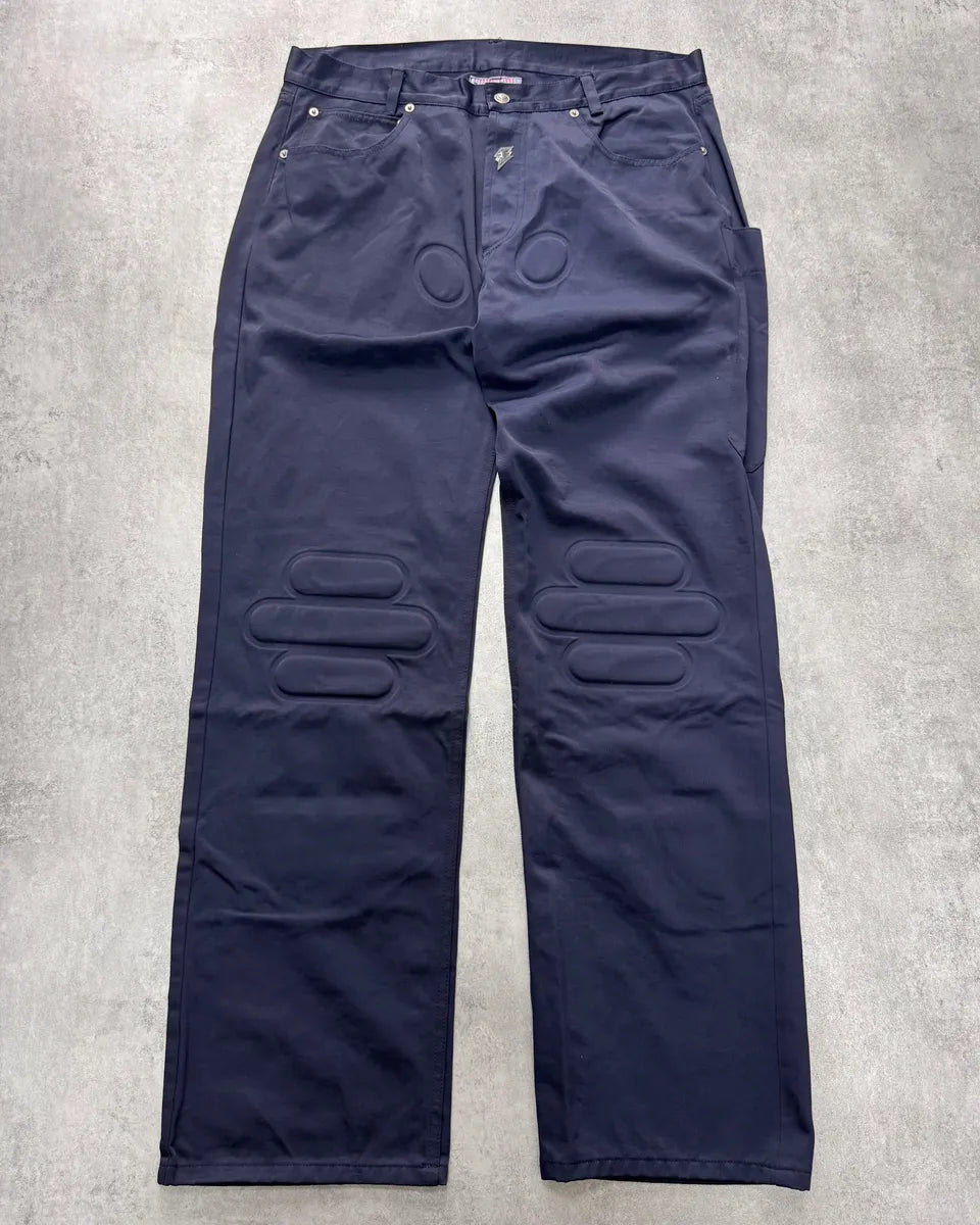 2000s Walter Van Beirendonck Aesthetic Terrorists Padded Nylon Navy Pants (M) 0