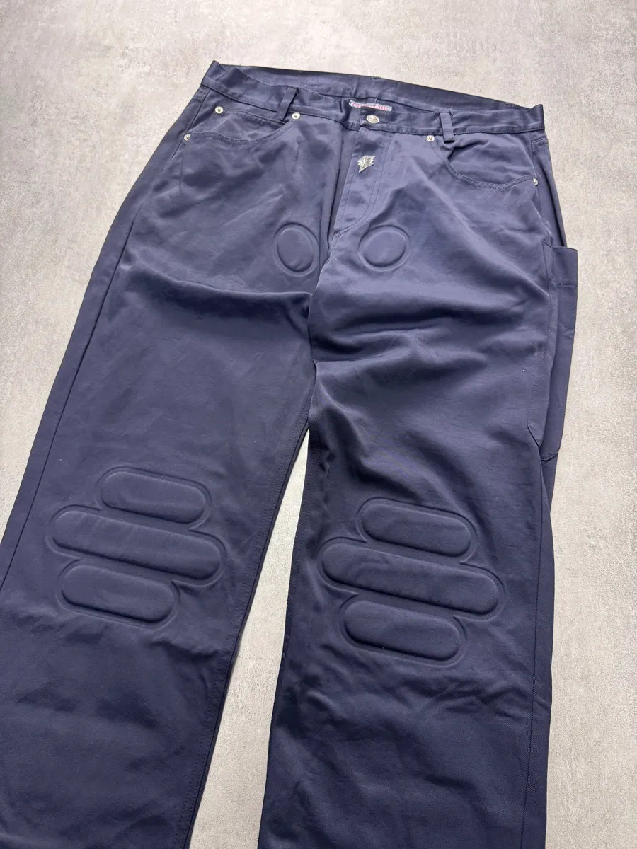 2000s Walter Van Beirendonck Aesthetic Terrorists Padded Nylon Navy Pants (M) 1