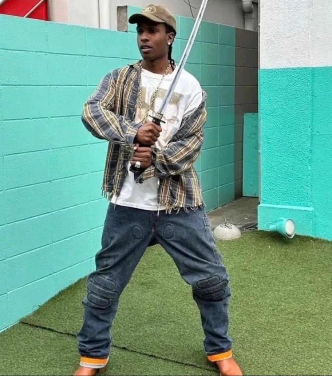 2000s Walter Van Beirendonck Aesthetic Terrorists Padded Nylon Navy Pants (M) 7