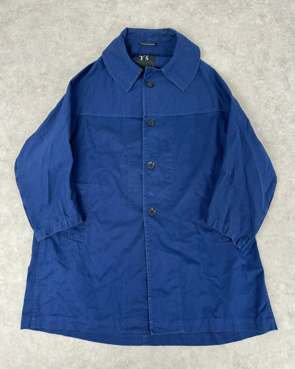 2000s Yohi Yamamoto Y’s Blue Japan Worker Long Jacket ayQqdUR 0