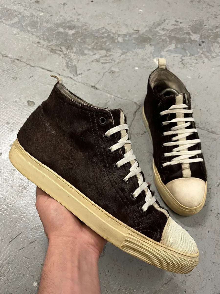 2000s Yohji Yamamoto Brown Pony Hair Leather High Shoes (43eu/us9.5) gPaaWEk 0