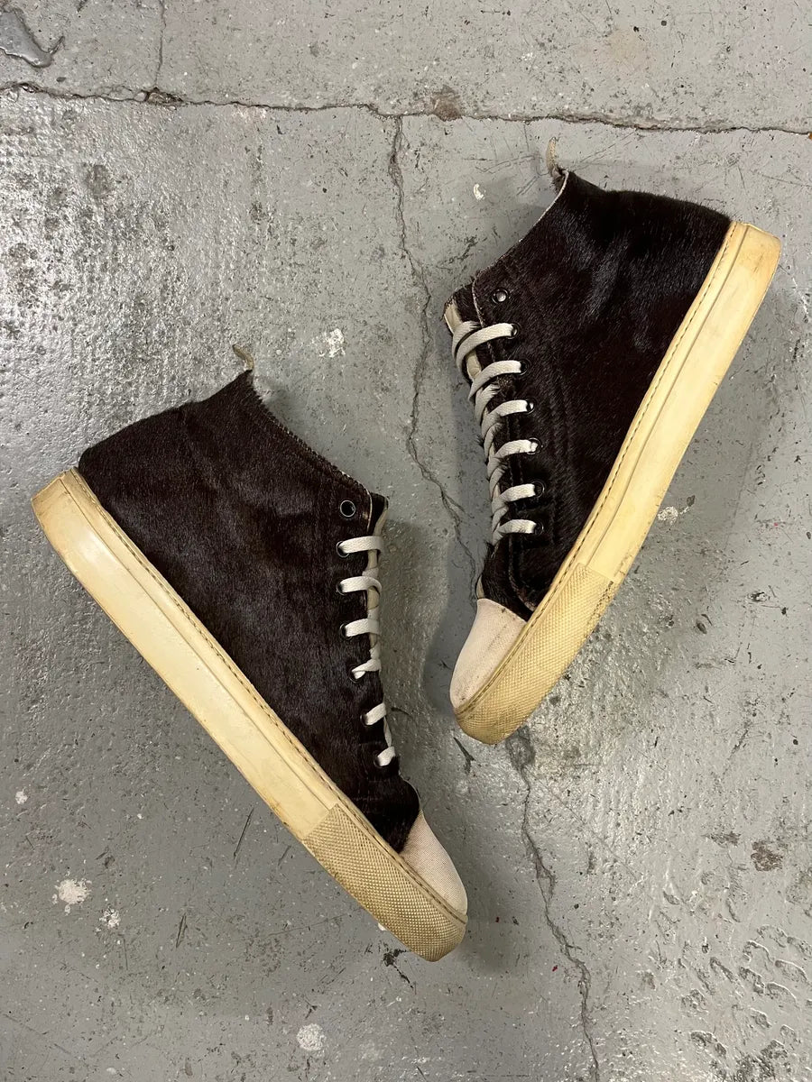 2000s Yohji Yamamoto Brown Pony Hair Leather High Shoes (43eu/us9.5) gPaaWEk 1