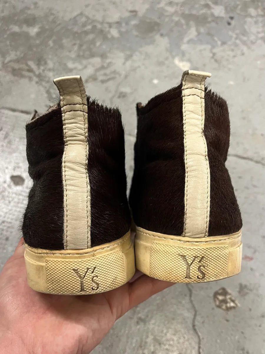 2000s Yohji Yamamoto Brown Pony Hair Leather High Shoes (43eu/us9.5) gPaaWEk 4