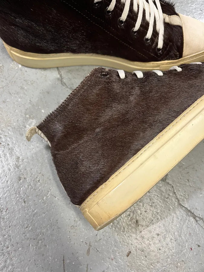 2000s Yohji Yamamoto Brown Pony Hair Leather High Shoes (43eu/us9.5) gPaaWEk 6