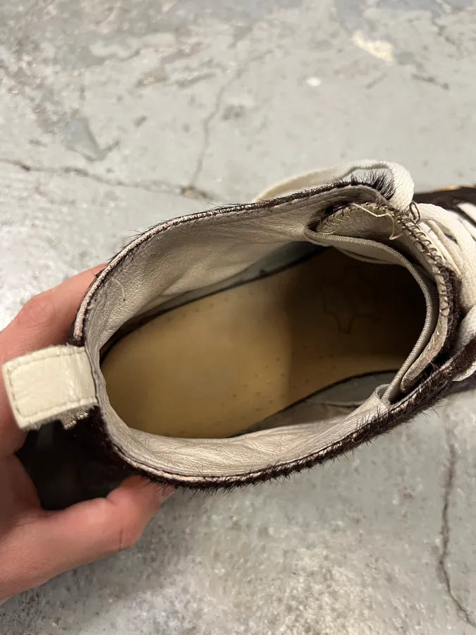 2000s Yohji Yamamoto Brown Pony Hair Leather High Shoes (43eu/us9.5) gPaaWEk 9