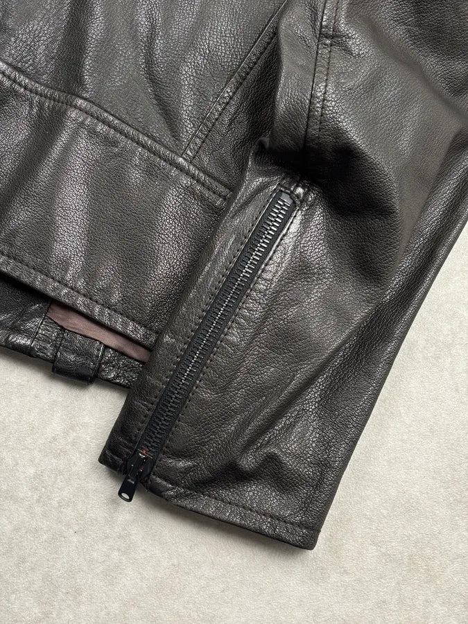 1990s Yohji Yamamoto Dark Brown Perfecto Leather Jacket VescDEf 8