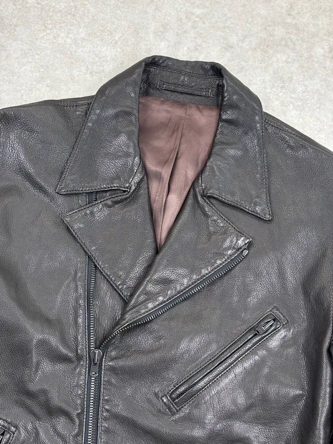 1990s Yohji Yamamoto Dark Brown Perfecto Leather Jacket VescDEf 3