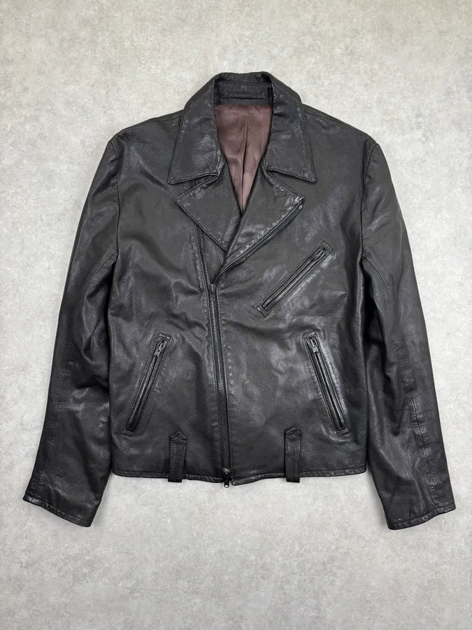 1990s Yohji Yamamoto Dark Brown Perfecto Leather Jacket VescDEf 2