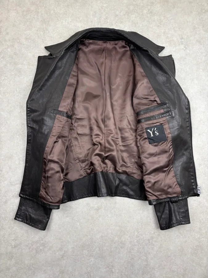 1990s Yohji Yamamoto Dark Brown Perfecto Leather Jacket VescDEf 6