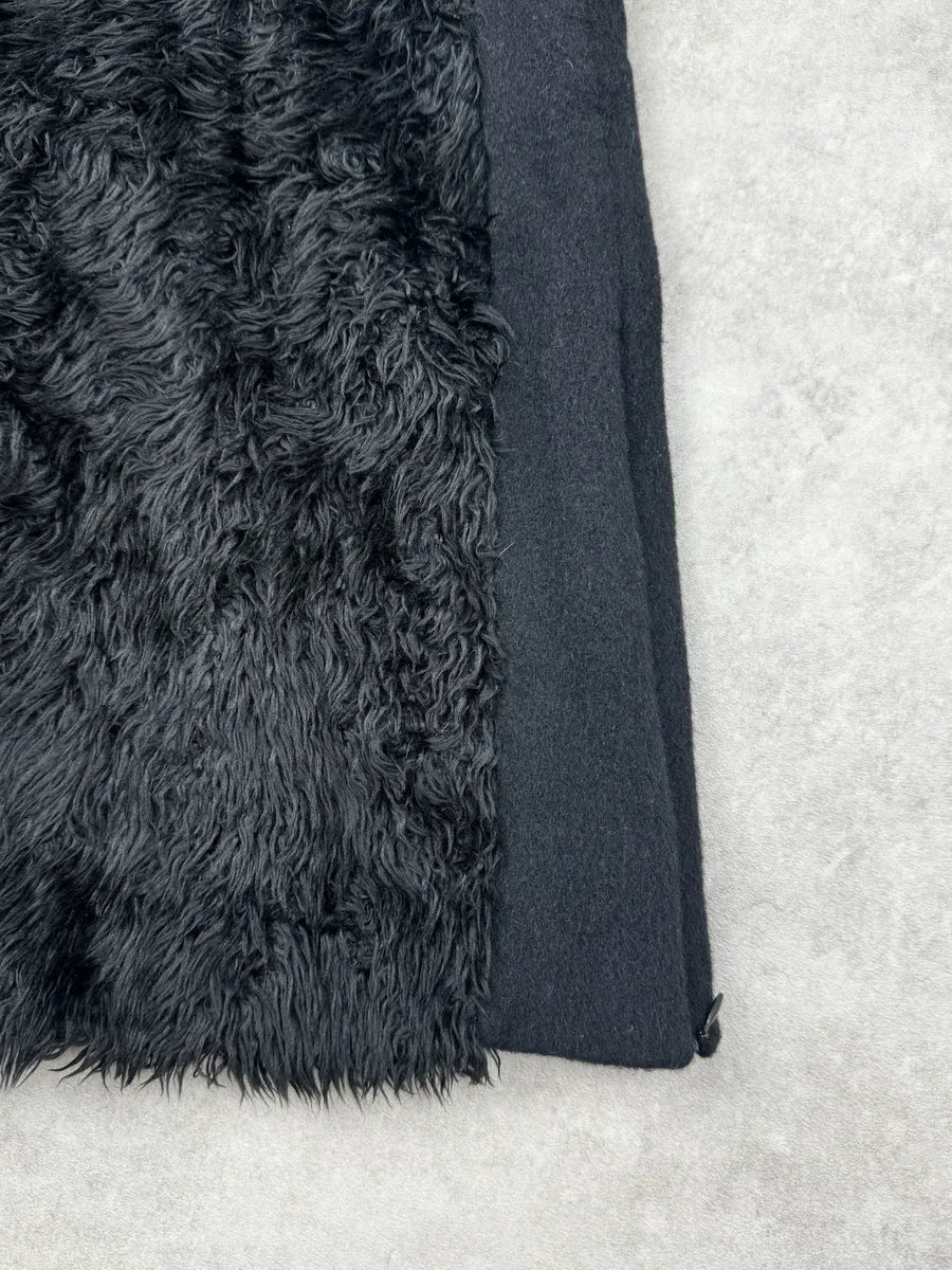 2000s Yohji Yamamoto Sample Black Hybrid Faux Fur Mohair Tank Top qGVFVXp 8