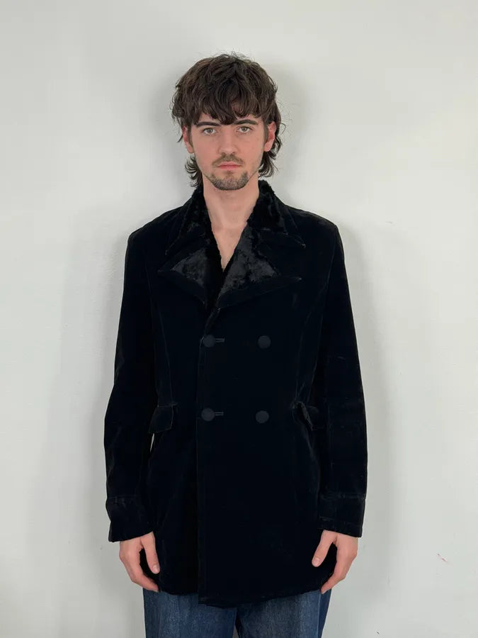 2000s Yohji Yamamoto Y’s Black Faux Suede Double Breasted Jacket XZptIXt 1