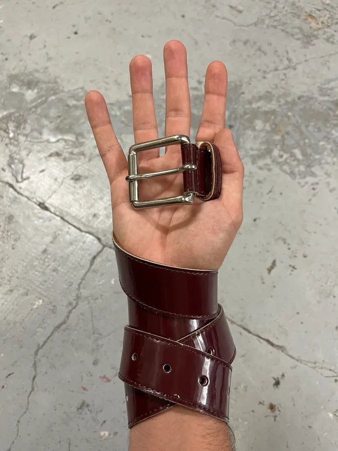 2000s Yohji Yamamoto Y’s Burgundy Patina Leather Belt FJGHxnW 0