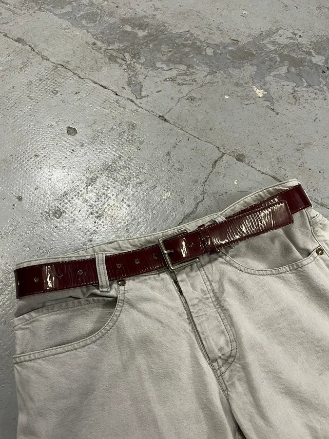 2000s Yohji Yamamoto Y’s Burgundy Patina Leather Belt FJGHxnW 1