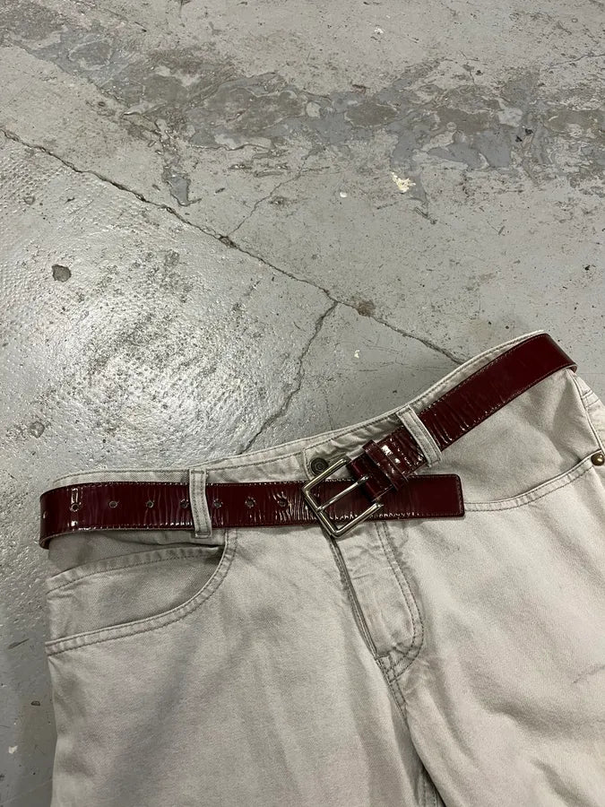 2000s Yohji Yamamoto Y’s Burgundy Patina Leather Belt FJGHxnW 2
